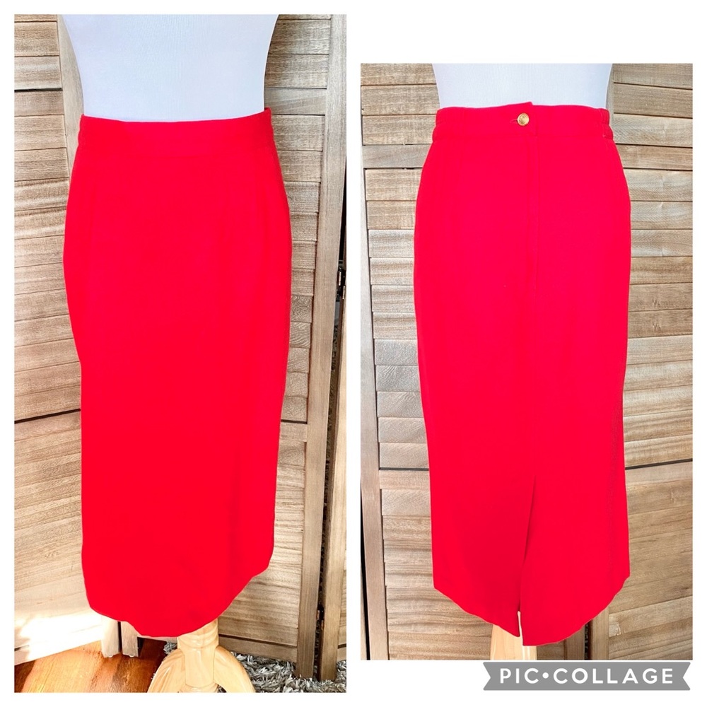 Vintage 100% Wool Midi A-line Skirt Sz 10